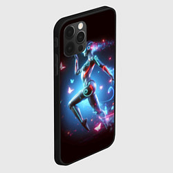 Чехол для iPhone 12 Pro Cyber girl and butterflies - neon glow fantasy, цвет: 3D-черный — фото 2