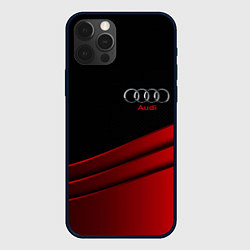 Чехол для iPhone 12 Pro AUDI carbon metal, цвет: 3D-черный