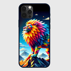 Чехол для iPhone 12 Pro Полигональный лев в горах - нейроарт, цвет: 3D-черный