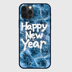 Чехол для iPhone 12 Pro Happy New year with snow on ice, цвет: 3D-черный