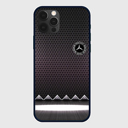 Чехол для iPhone 12 Pro Mercedes benz carbon steel, цвет: 3D-черный