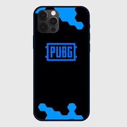 Чехол для iPhone 12 Pro PUBG синие соты абстракция, цвет: 3D-черный