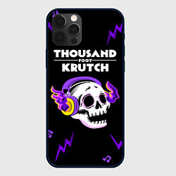 Чехол для iPhone 12 Pro Thousand Foot Krutch неоновый череп, цвет: 3D-черный