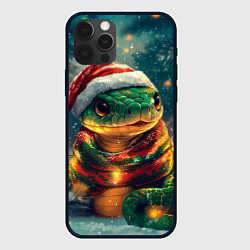 Чехол для iPhone 12 Pro Новогодняя большая змея, цвет: 3D-черный