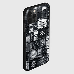 Чехол для iPhone 12 Pro Символы Апачи на пэчворк дениме, цвет: 3D-черный — фото 2