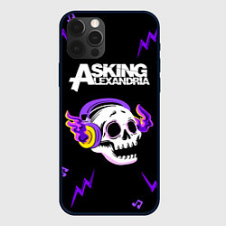 Чехол для iPhone 12 Pro Asking Alexandria неоновый череп, цвет: 3D-черный