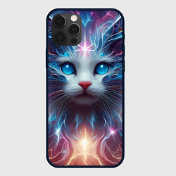 Чехол для iPhone 12 Pro Fantastic blue-eyed neon kitten, цвет: 3D-черный