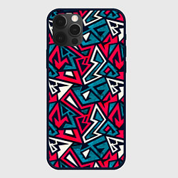 Чехол для iPhone 12 Pro Разноцветный граффити паттерн, цвет: 3D-черный