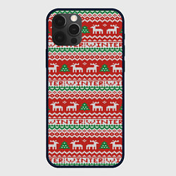 Чехол для iPhone 12 Pro Deer christmas pattern, цвет: 3D-черный