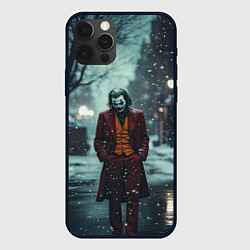 Чехол для iPhone 12 Pro Грустный Джокер под снегопадом, цвет: 3D-черный