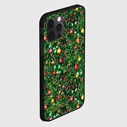 Чехол для iPhone 12 Pro Разноцветные шары на ёлке, цвет: 3D-черный — фото 2