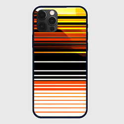 Чехол для iPhone 12 Pro Разноцветные вертикальные линии, цвет: 3D-черный