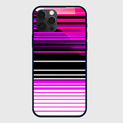 Чехол для iPhone 12 Pro Разноцветные вертикальные линии, цвет: 3D-черный