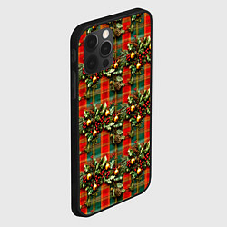 Чехол для iPhone 12 Pro Остролистный падуб на шотландской ткани, цвет: 3D-черный — фото 2