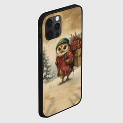 Чехол для iPhone 12 Pro Милая новогодняя сова, цвет: 3D-черный — фото 2