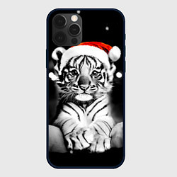 Чехол для iPhone 12 Pro Милый тигрёнок на Рождество, цвет: 3D-черный