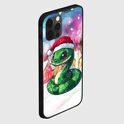 Чехол для iPhone 12 Pro Змейка в деревне - символ 2025, цвет: 3D-черный — фото 2