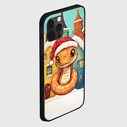 Чехол для iPhone 12 Pro Рыжая змея в новогоднем городке, цвет: 3D-черный — фото 2