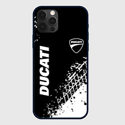 Чехол для iPhone 12 Pro Ducati - следы от шин, цвет: 3D-черный
