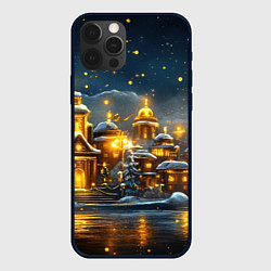 Чехол для iPhone 12 Pro Ночной новогодний город в огнях, цвет: 3D-черный