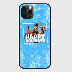 Чехол для iPhone 12 Pro Happy Holidays - Fortnite Ginger Gunner и Щелкунчи, цвет: 3D-черный