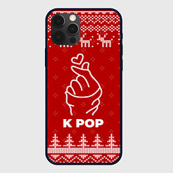 Чехол для iPhone 12 Pro Новогодний K Pop с оленями, цвет: 3D-черный