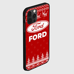 Чехол для iPhone 12 Pro Новогодний Ford с оленями, цвет: 3D-черный — фото 2