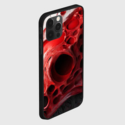 Чехол для iPhone 12 Pro Красно-белая абстрактная структура, цвет: 3D-черный — фото 2