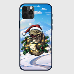 Чехол для iPhone 12 Pro Агрессивная новогодняя змея, цвет: 3D-черный