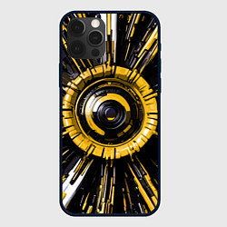 Чехол для iPhone 12 Pro Чёрно-жёлтая сфера киберпанк, цвет: 3D-черный