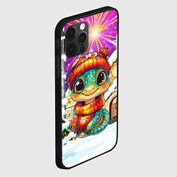 Чехол для iPhone 12 Pro Новогодняя змейка на фоне салюта, цвет: 3D-черный — фото 2