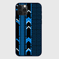 Чехол для iPhone 12 Pro Синие обои на чёрном фоне, цвет: 3D-черный
