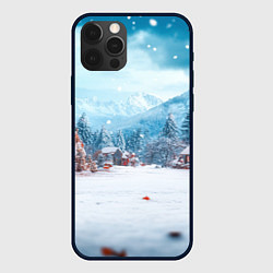 Чехол для iPhone 12 Pro Новогодний снежный городской пейзаж, цвет: 3D-черный