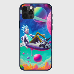 Чехол для iPhone 12 Pro Рик в космической лодке - сюрреализм, цвет: 3D-черный