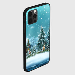 Чехол для iPhone 12 Pro Новогодний снегопад, цвет: 3D-черный — фото 2