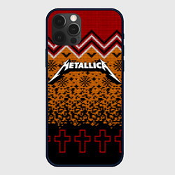 Чехол для iPhone 12 Pro Metallica christmas ugly sweater, цвет: 3D-черный