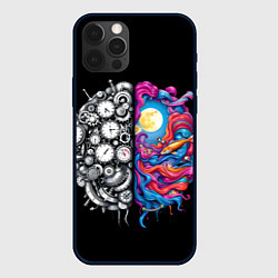 Чехол для iPhone 12 Pro Правое и левое полушарие, цвет: 3D-черный