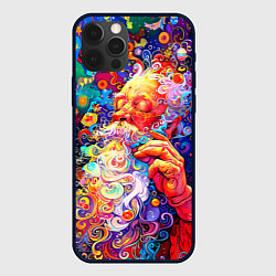 Чехол для iPhone 12 Pro Santa Claus: pop-art modern pointillism, цвет: 3D-черный