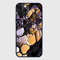 Чехол для iPhone 12 Pro Чёрно-жёлтый камень, цвет: 3D-черный