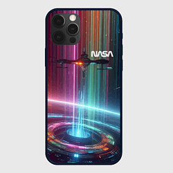 Чехол для iPhone 12 Pro Spaceship in the neon cosmos - nasa, цвет: 3D-черный