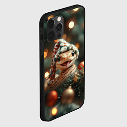 Чехол для iPhone 12 Pro Забавная новогодняя змея, цвет: 3D-черный — фото 2