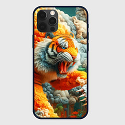 Чехол для iPhone 12 Pro Сказочный облачный тигр - нейроарт фантазия, цвет: 3D-черный