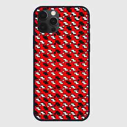 Чехол для iPhone 12 Pro Чёрно-белые фигуры на красном фоне, цвет: 3D-черный