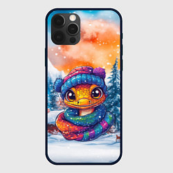 Чехол для iPhone 12 Pro Желтая новогодняя змейка 2025, цвет: 3D-черный