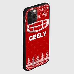 Чехол для iPhone 12 Pro Новогодний Geely с оленями, цвет: 3D-черный — фото 2