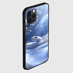 Чехол для iPhone 12 Pro Белая змея на снегу, цвет: 3D-черный — фото 2