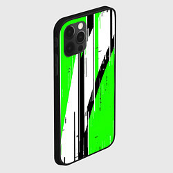 Чехол для iPhone 12 Pro Black and white vertical stripes on a green backgr, цвет: 3D-черный — фото 2