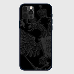 Чехол для iPhone 12 Pro Герб России - черный минимализм, цвет: 3D-черный