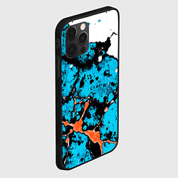 Чехол для iPhone 12 Pro Оранжево-голубая абстракция на белом фоне, цвет: 3D-черный — фото 2