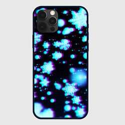Чехол для iPhone 12 Pro Неоновые снежинки глитч, цвет: 3D-черный